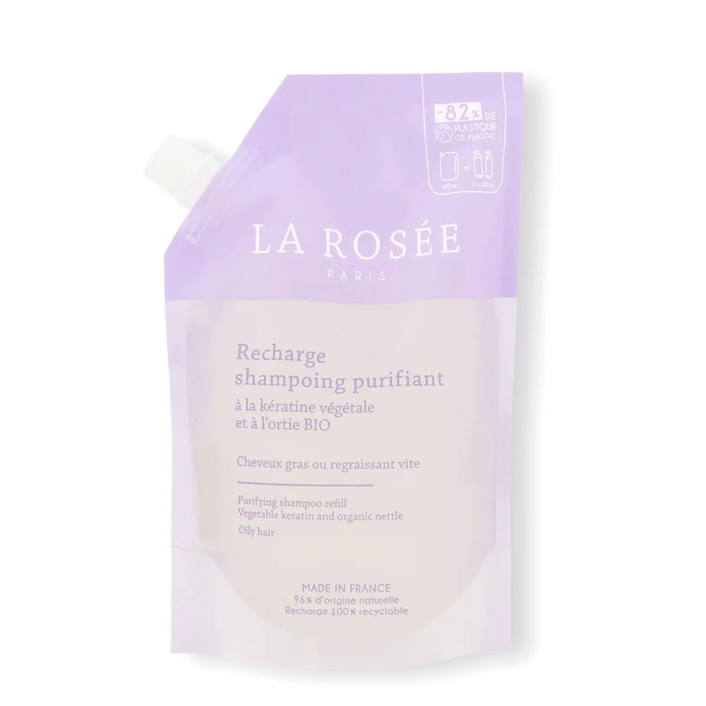 LA ROSÉE Recharge Shampoing Purifiant à la kératine végétale et à l'ortie Bio 400ml