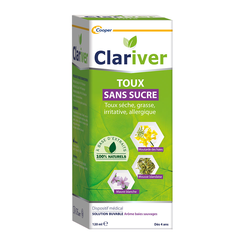 Clariver Sirop Toux Adulte Sans sucre 120ml