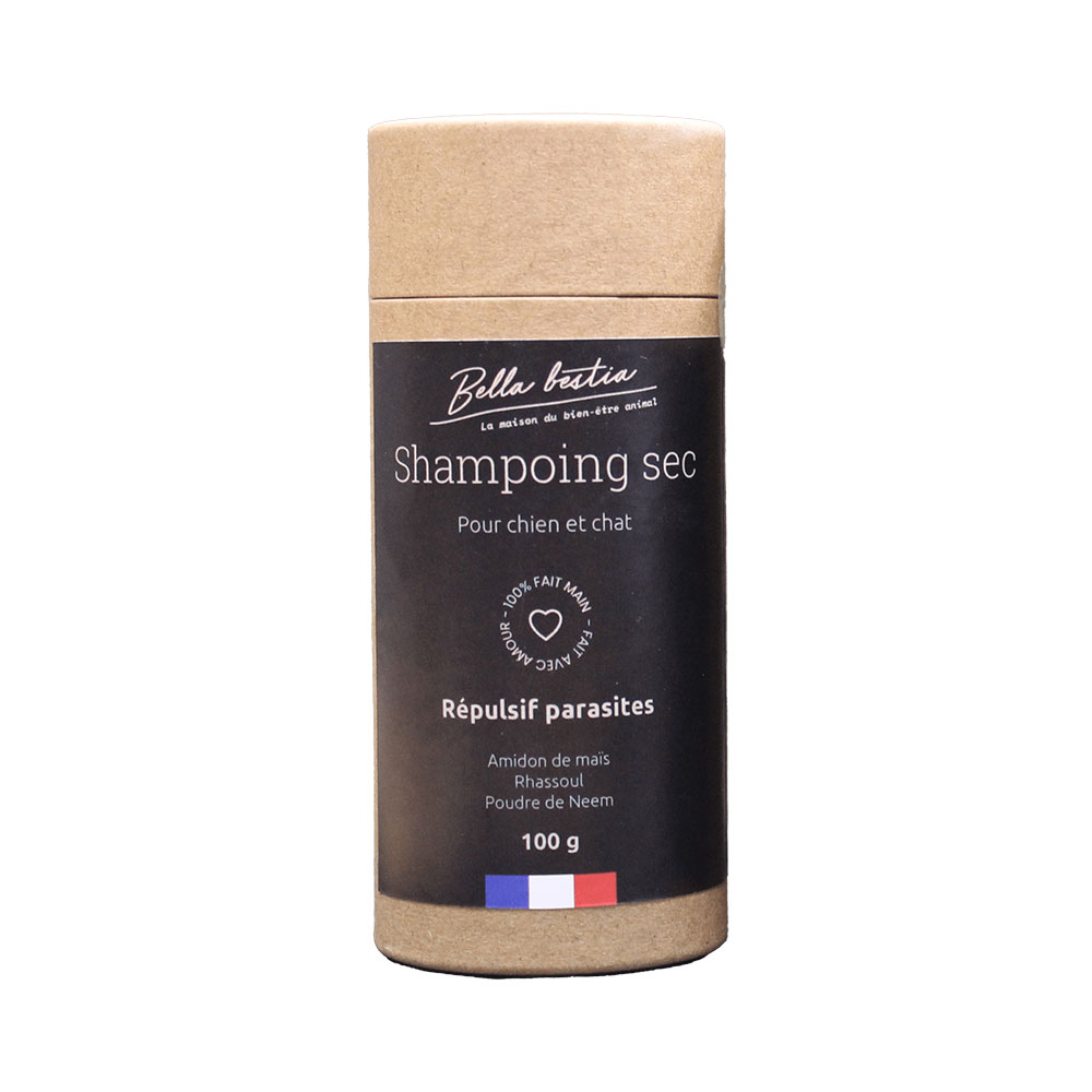 Bella Bestia Shampooing sec Neem répulsif parasites Chien et chat 100g