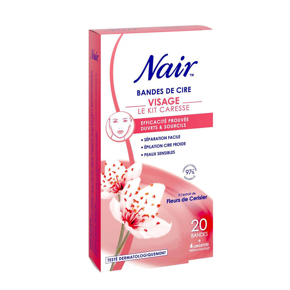 Nair Bandes de cire froide fleurs de cerisier Visage x20