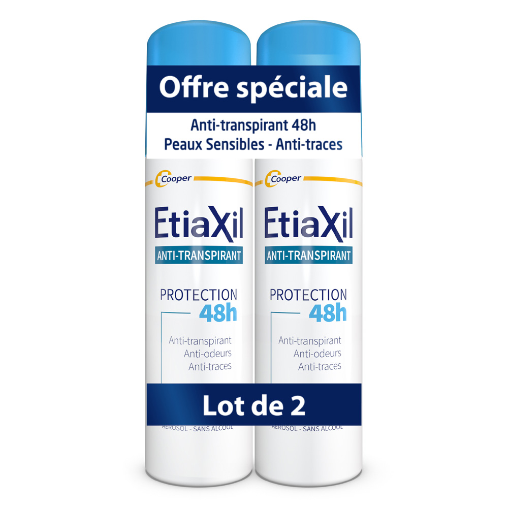 Etiaxil Anti-Transpirant Déodorant Aérosol Protection 72h Peaux Sensibles 2x150ml