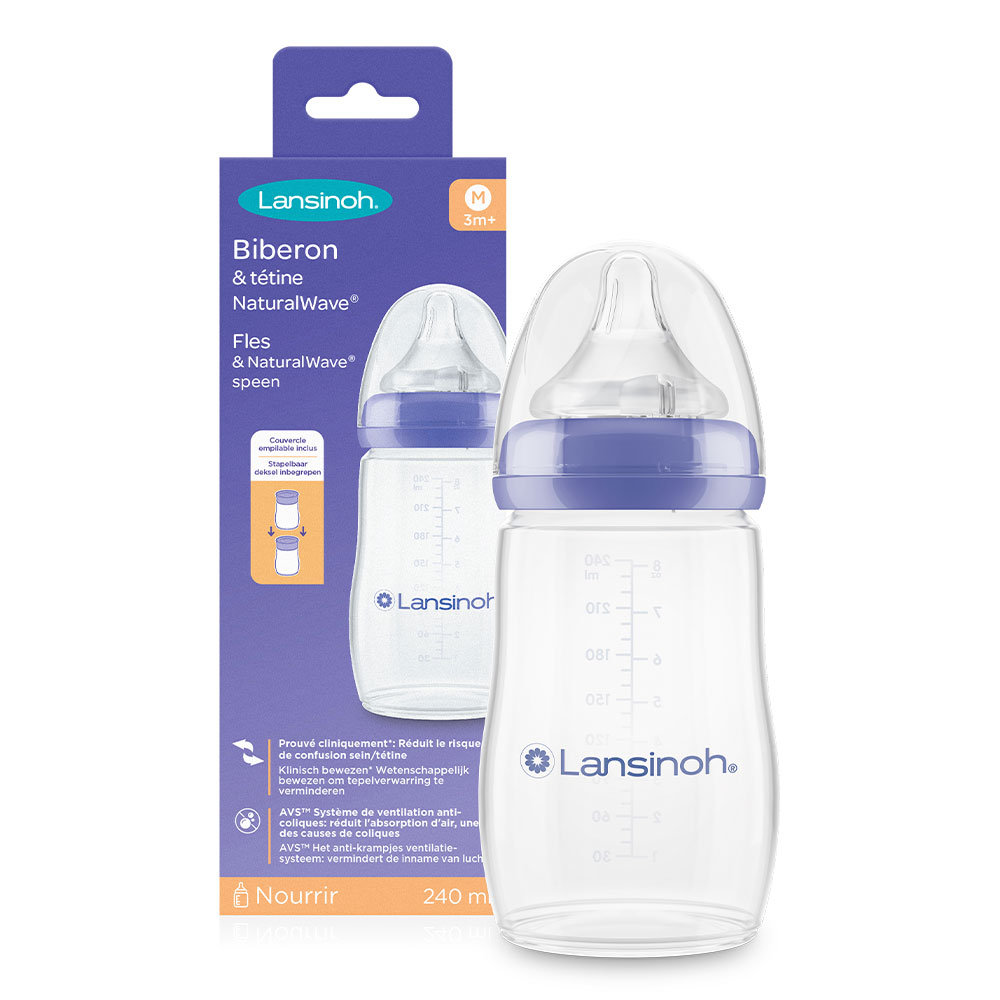 Lansinoh Biberon En Plastique Tétine Débit M Dès 3 Mois 240ml