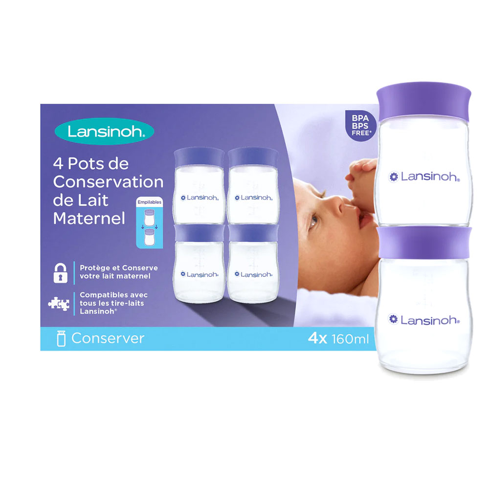 Lansinoh Pots De Conservation De Lait Empilables 4x160ml