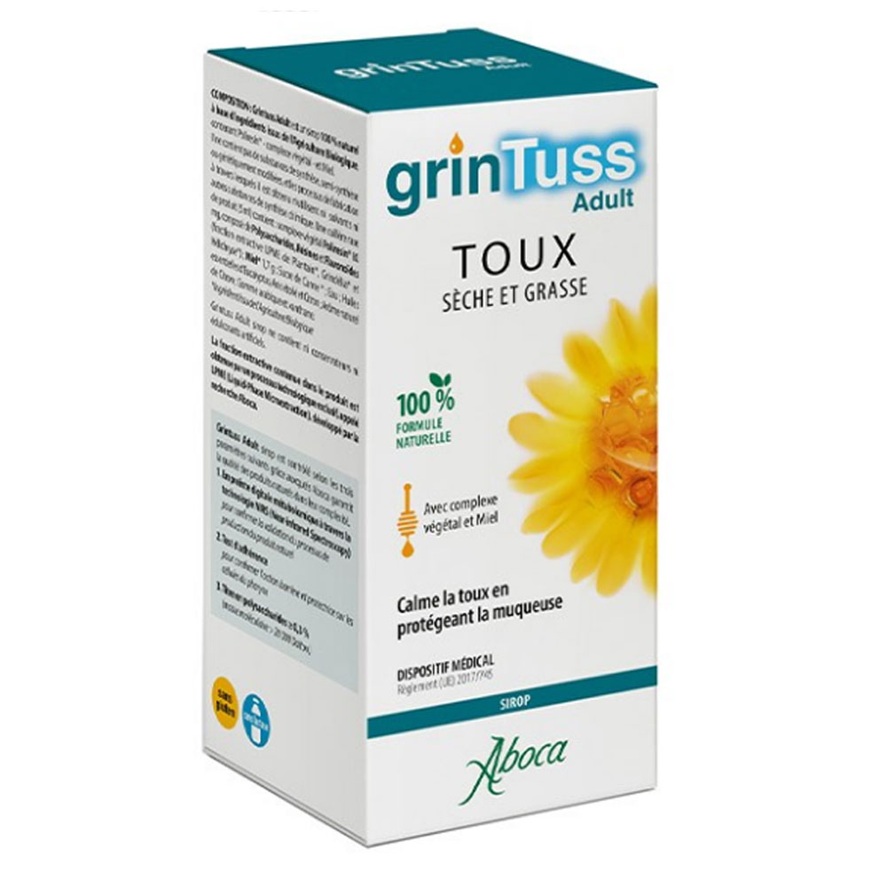 Aboca ORL GrinTuss Adult Sirop Toux Sèche et Grasse 180g