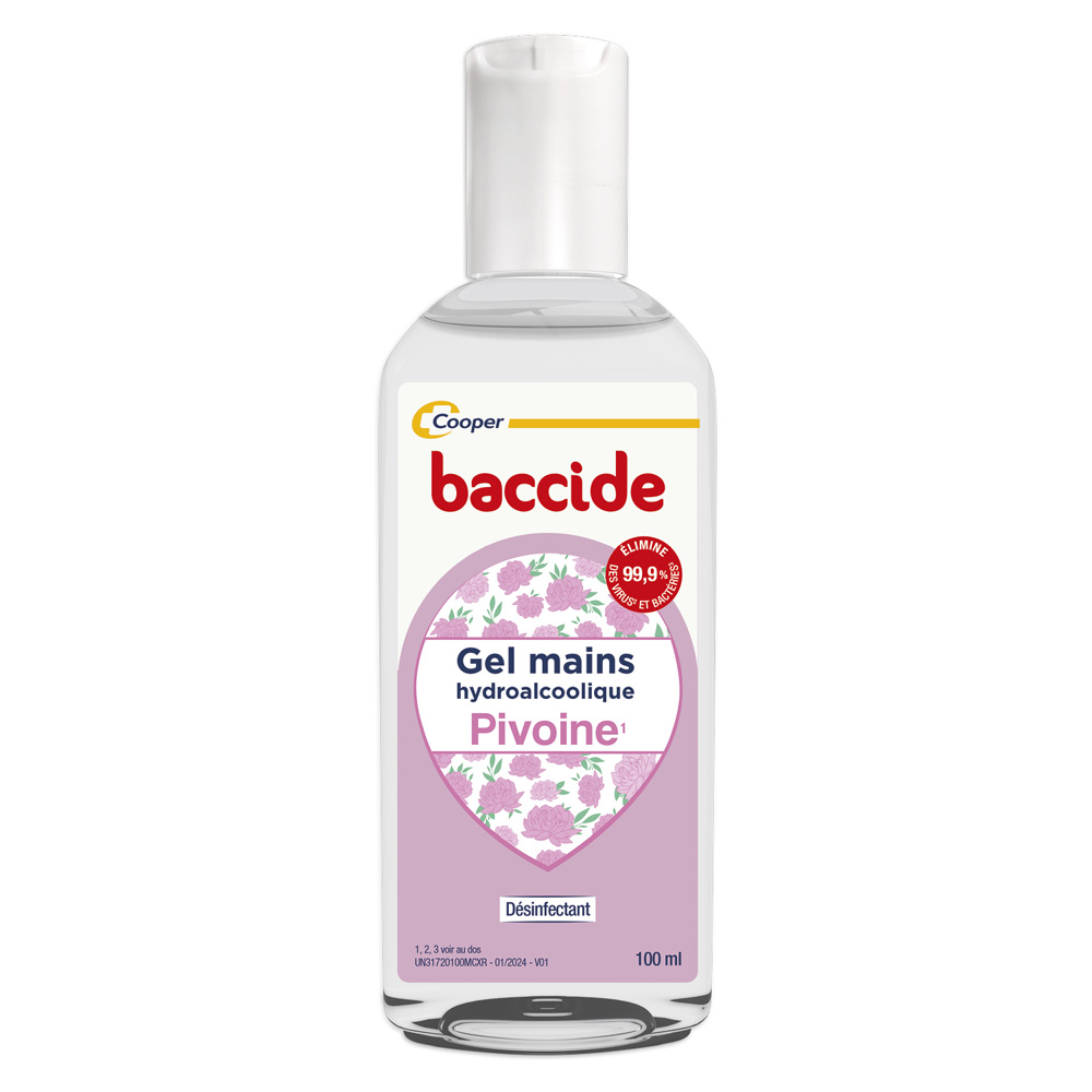 Baccide Gel Mains Désinfectant Hydroalcoolique Pivoine Peaux sensibles 100ml