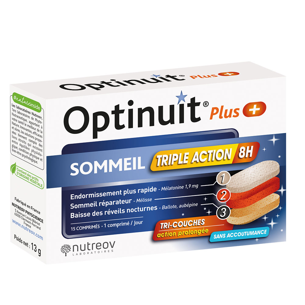 Nutreov Optinuit Sommeil Plus Triple Action 15 comprimés