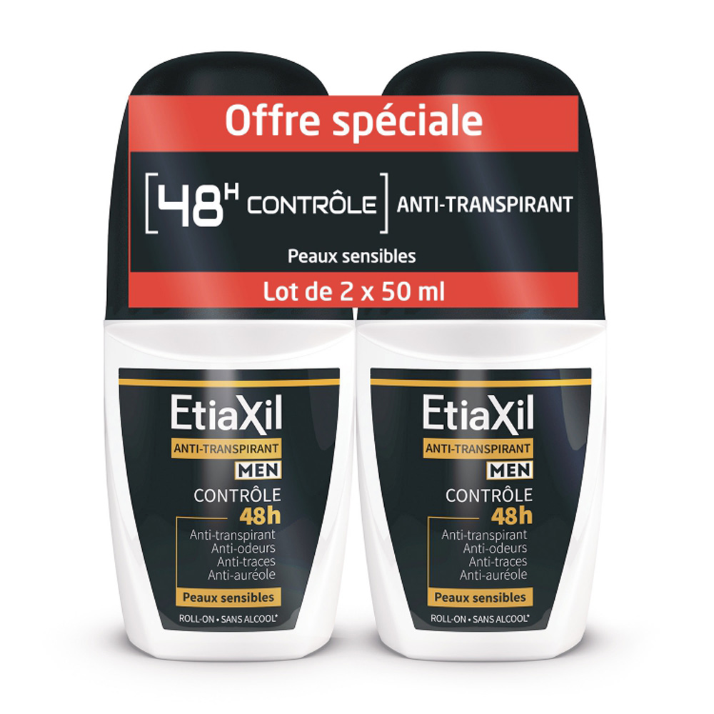 Etiaxil Anti-Transpirant Déodorant Roll-On Men Contrôle 48h 2x50ml