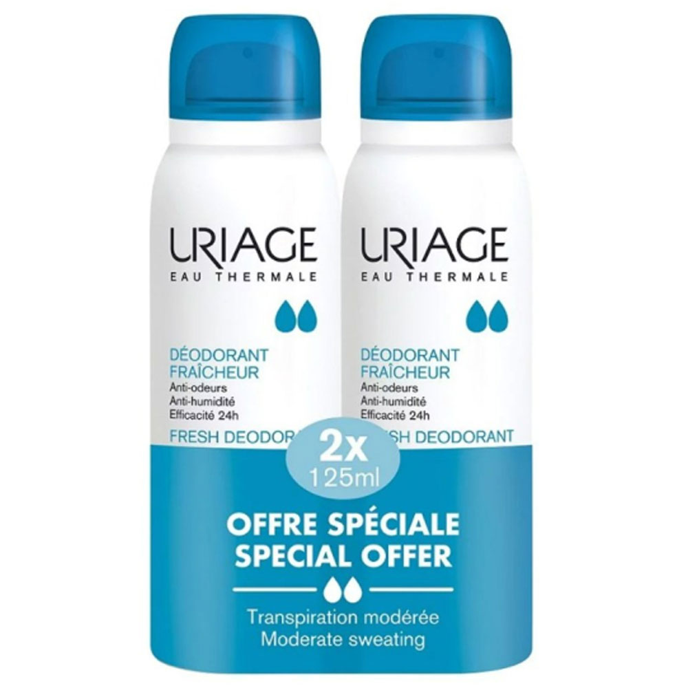 Uriage Déodorant Fraicheur Anti-Odeur Anti-Humidité Peaux Sensibles 2x125ml