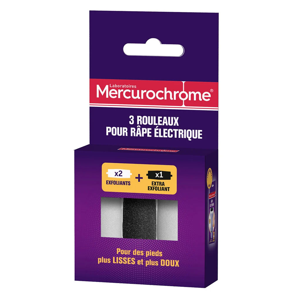 Mercurochrome Rouleaux Pour Râpe Electrique 2 Exfoliants + 1 Extra Exfoliant