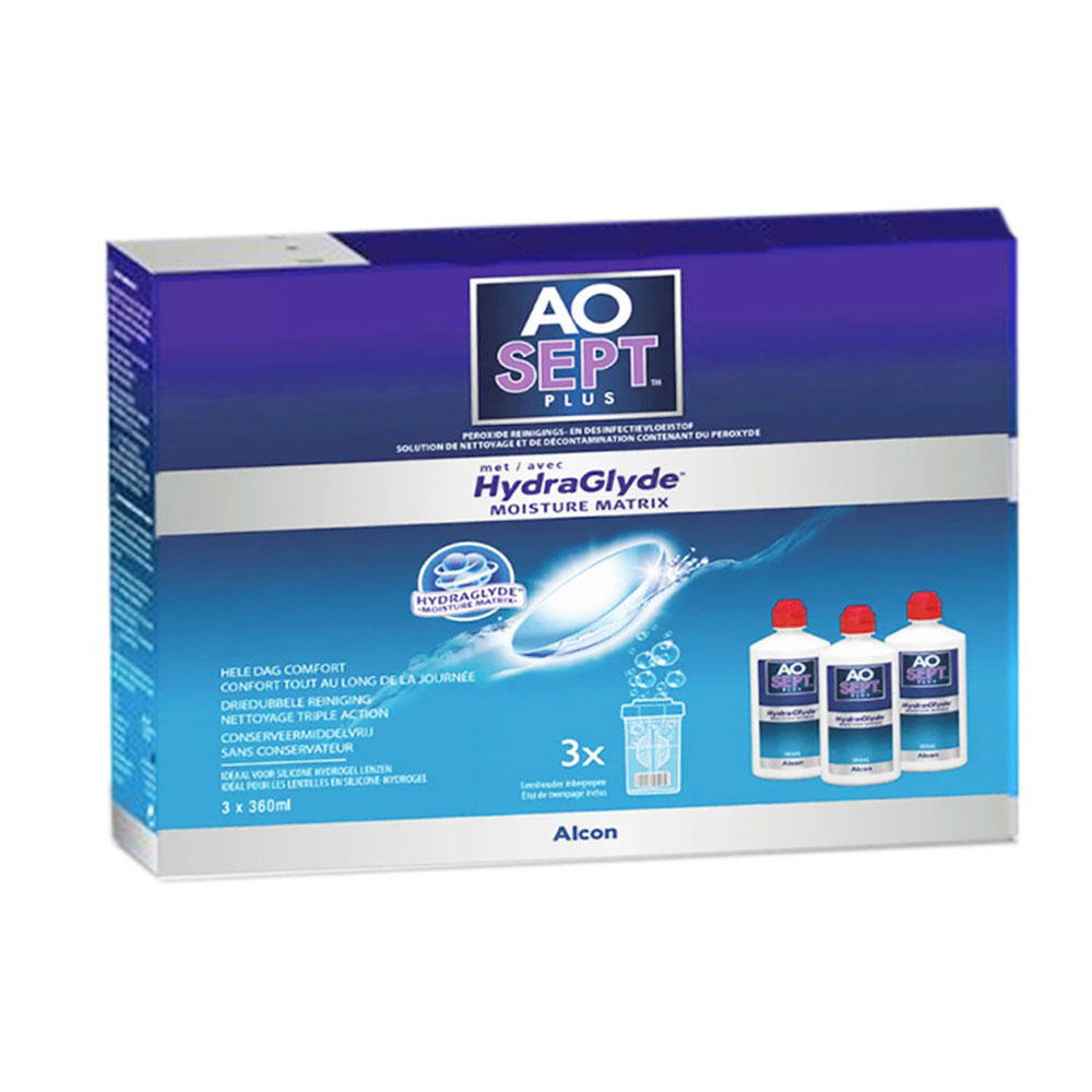 Alcon Aosept Coffret Hydraglyde Moisture Matrix Tous Types de Lentilles 3x360ml
