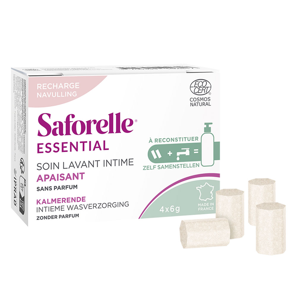 Saforelle Essential Recharge Soin Lavant Intime Apaisant à Reconstiuer 4 bâtonnets à diluer