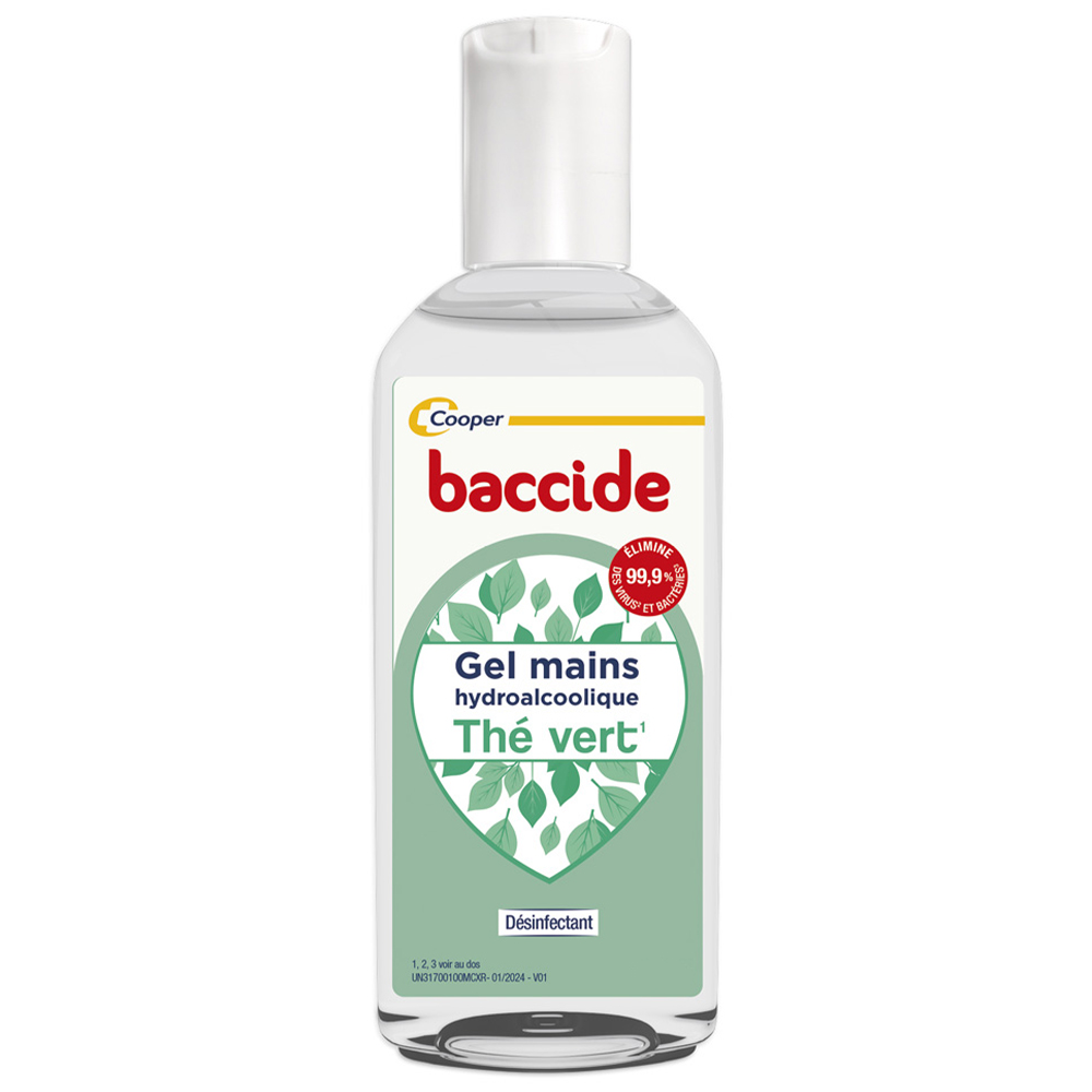 Baccide Gel Mains Désinfectant Hydroalcoolique Thé Vert Peaux sensibles 30ml
