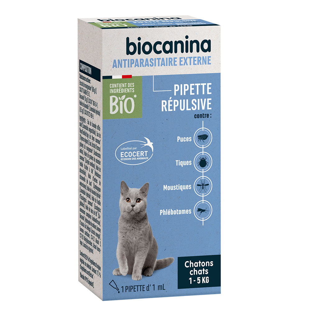 Biocanina Antiparasitaire externe Pipette Répulsive Chatons Chats 1 - 5kg 1 pipette