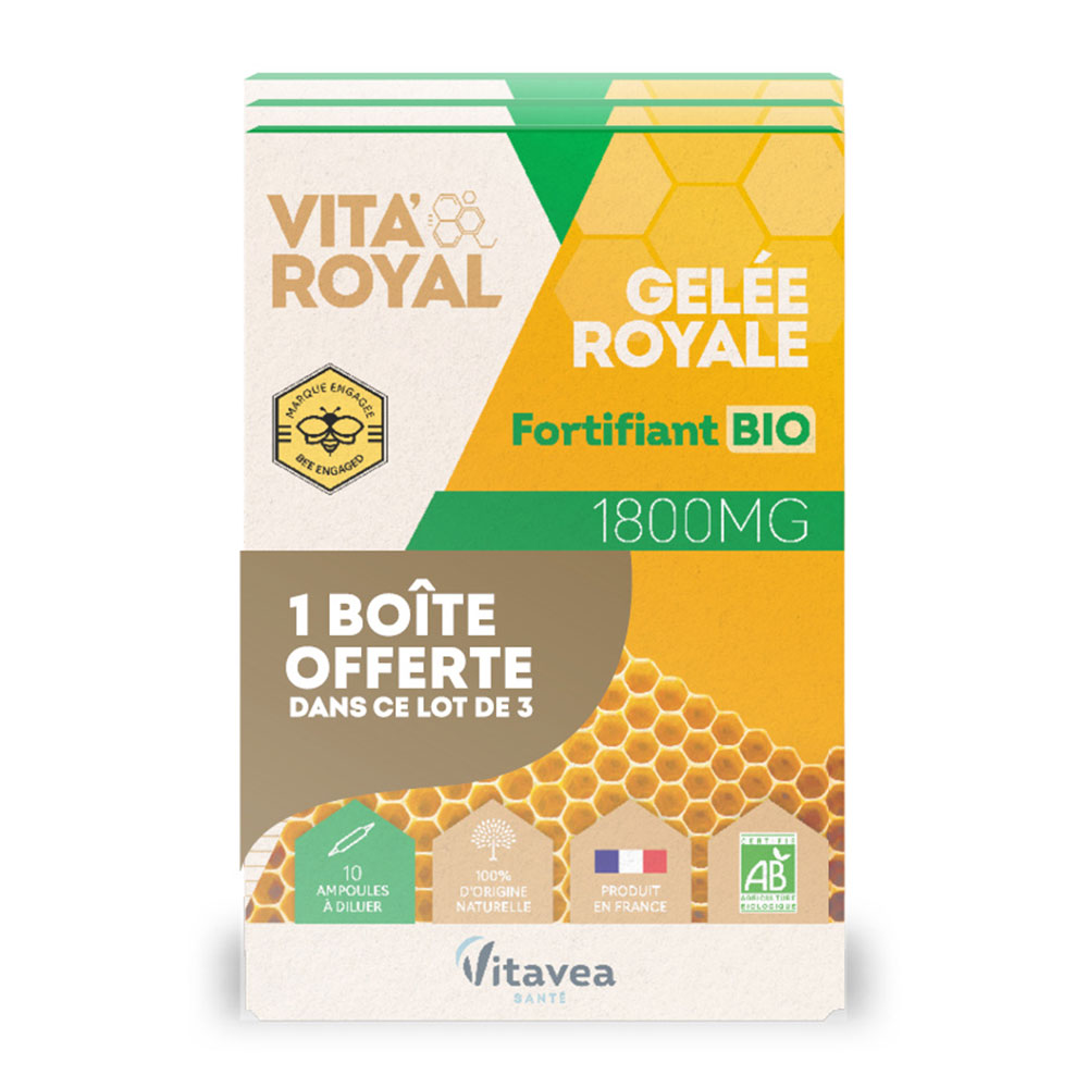 Vitavea Santé Vita'Royal Gelee Royale Bio Fortifiant 3x10 ampoules
