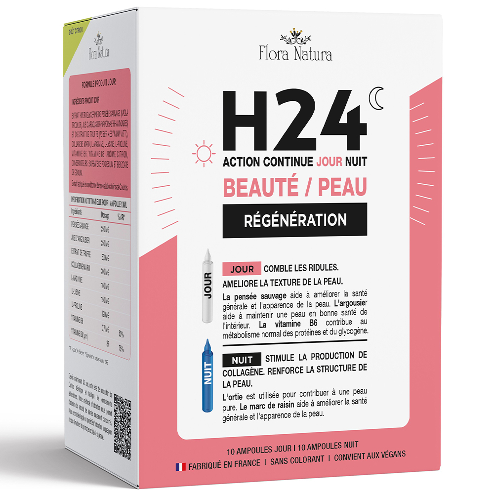 Flora Natura H24 Beauté & Peau Régénération 10 Ampoules Jour & 10 Ampoules Nuit