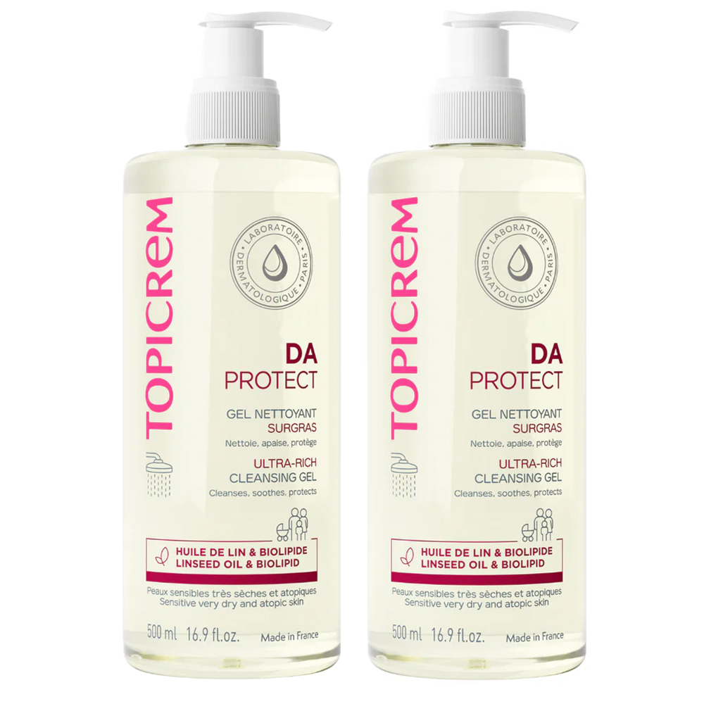 Topicrem DA Gel Nettoyant Surgras Visage Et Corps Peaux Atopiques 2x500ml