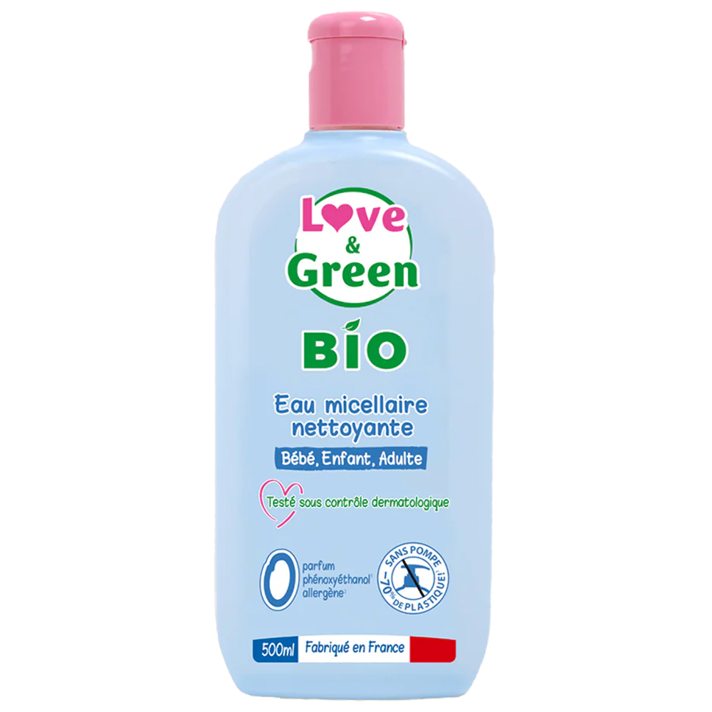 Eau micellaire nettoyante 500ml Peaux sensibles à réactives Love&Green