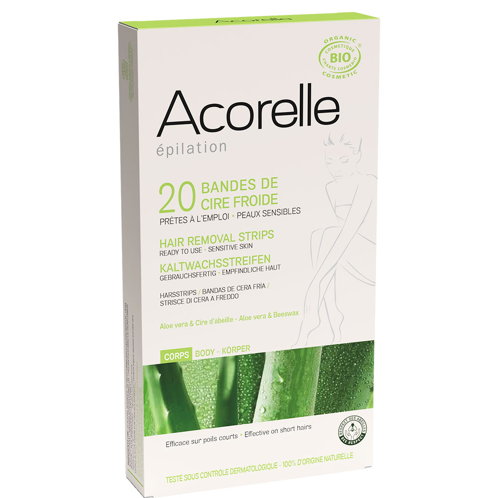 Acorelle Bandes de Cire Froide Corps BIO Certifiées 20 unités