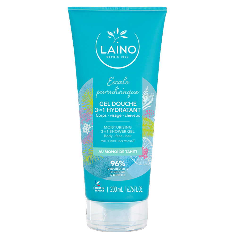 Laino Escale Paradisiaque Gel Douche 3 En 1 Hydratant Corps Visage Cheveux Au Monio De Tahiti 200ml
