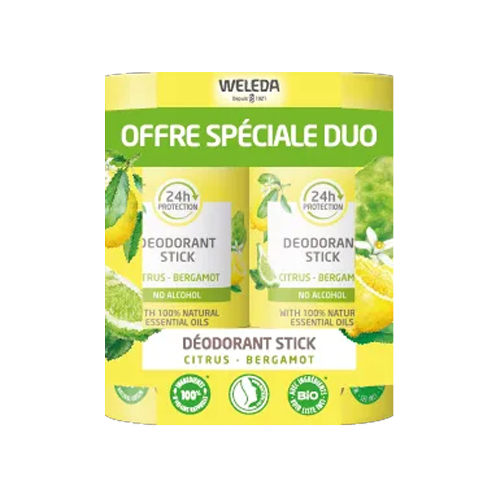 Weleda Déodorant Stick 24h Citrus Bergamot 2x50g