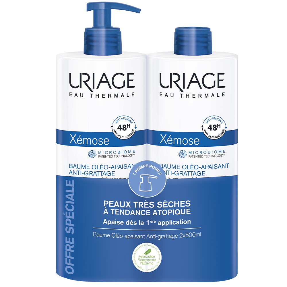 Uriage Xémose C8+ Baume Oleo Apaisant Anti Grattage Secheresses Severes Peaux Atopiques 2x500ml