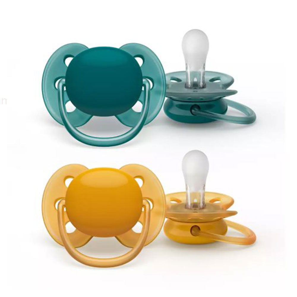 Avent Ultra-Douce Sucettes symétriques 6 à 18 Mois Peaux Très Sensibles x2