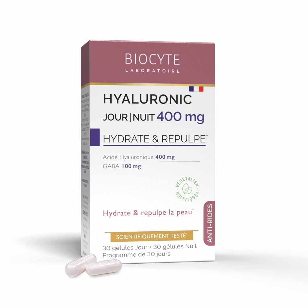 Biocyte Anti-rides Hyaluronic 400mg Hydrate et repulpe x 30 gélules jour + 30 gélules nuit