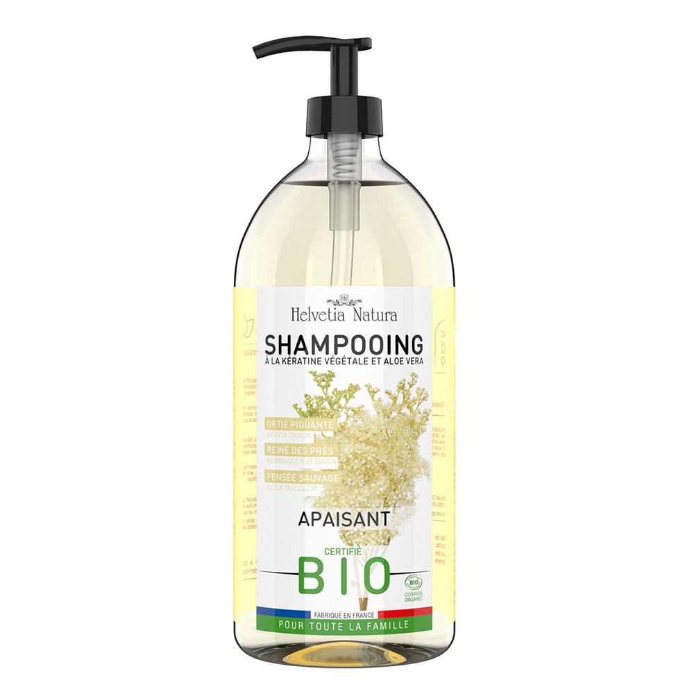 Helvetia Natura Shampooing Apaisant Bio A la Kératine végétale et Aloe Vera 1L