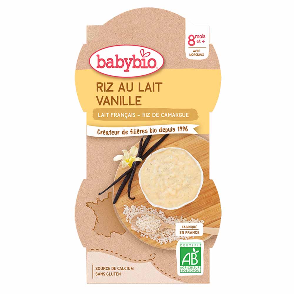 Babybio Riz au Lait de Vache Bio Vanille de Madagascar 225g