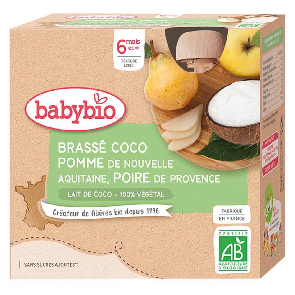 Babybio Gourde Brasse Au Lait De Coco Bio Des 6 Mois 4x85g