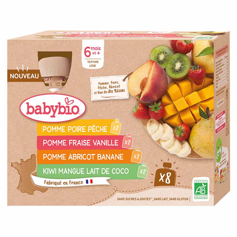 Babybio Fruits Gourde Multifruits Dès 6 Mois 8x90g