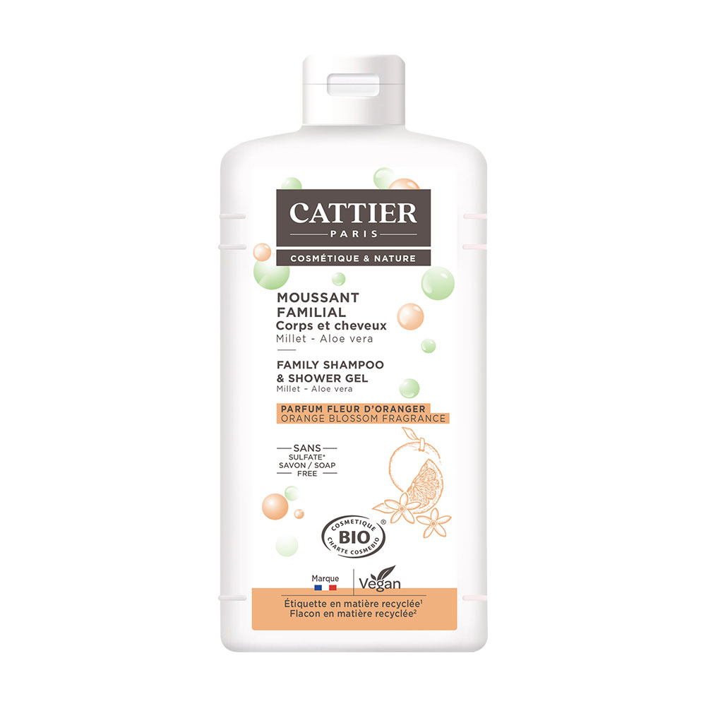 Cattier Moussant Familial Parfum Fleur D'oranger Corps Et Cheveux Bio 500ml