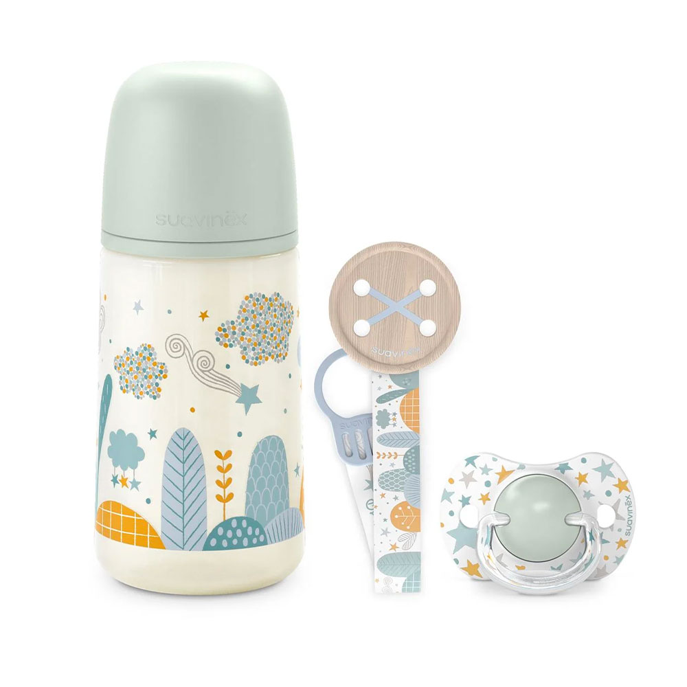 Suavinex Dreams Coffret Cadeau Biberon + Sucette + Attache 0 à 6 Mois 270ml