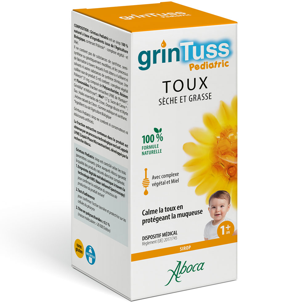 Aboca ORL GrinTuss Pediatric Sirop Toux Sèche et Grasse 128g