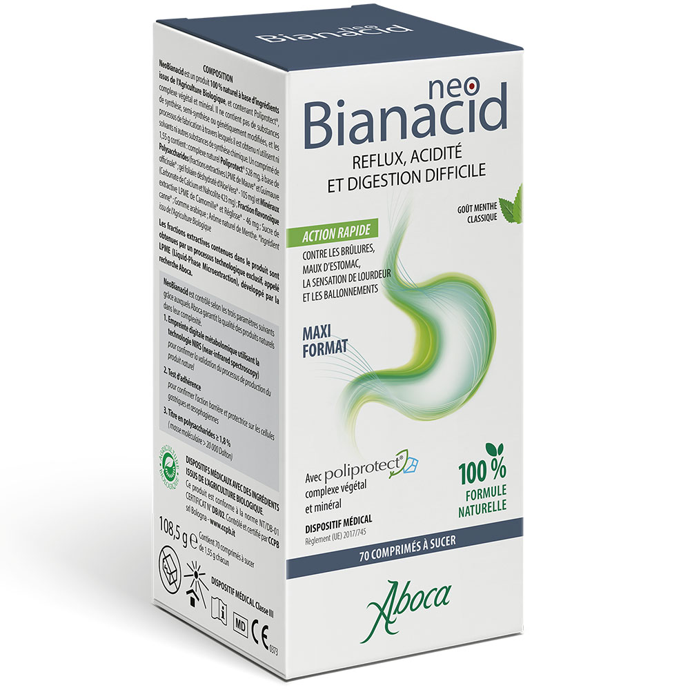 Aboca Gastro-intestinale Neobianacid Reflux Acidité & Digestion Difficile 70 Comprimés