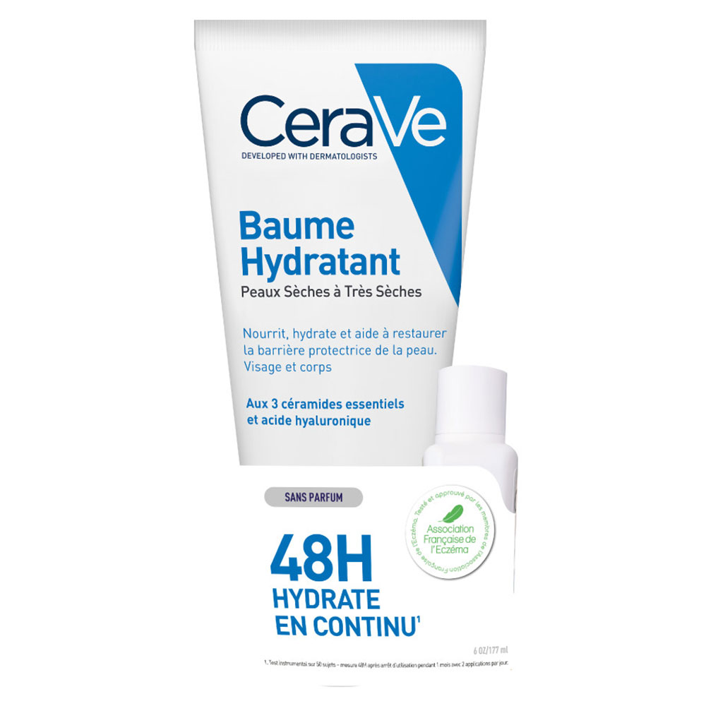 Cerave Body Baume Hydratant visage et corps pour les peaux sèches à très sèches + Mini Crème Lavante offerte 177ml