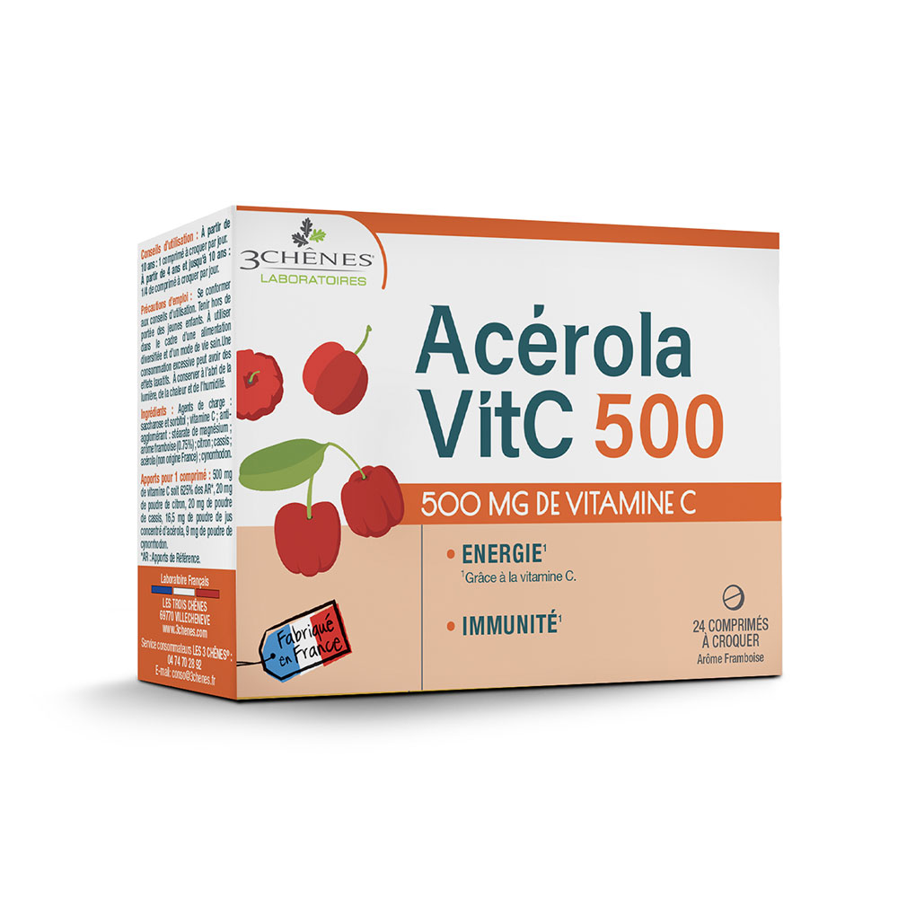 3 Chênes Acerola 500 24 Comprimés