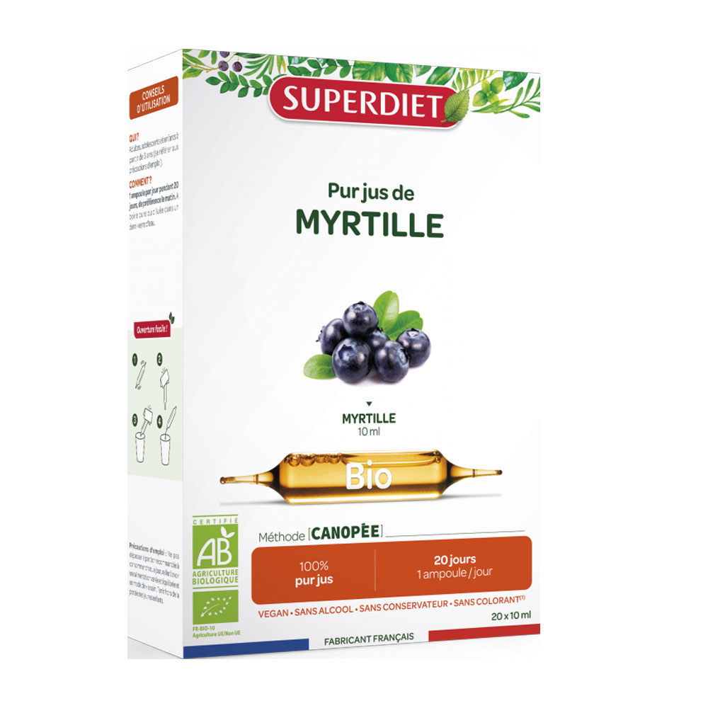 MYRTILLE VISION PUR JUS 20 AMPOULES SUPERDIET