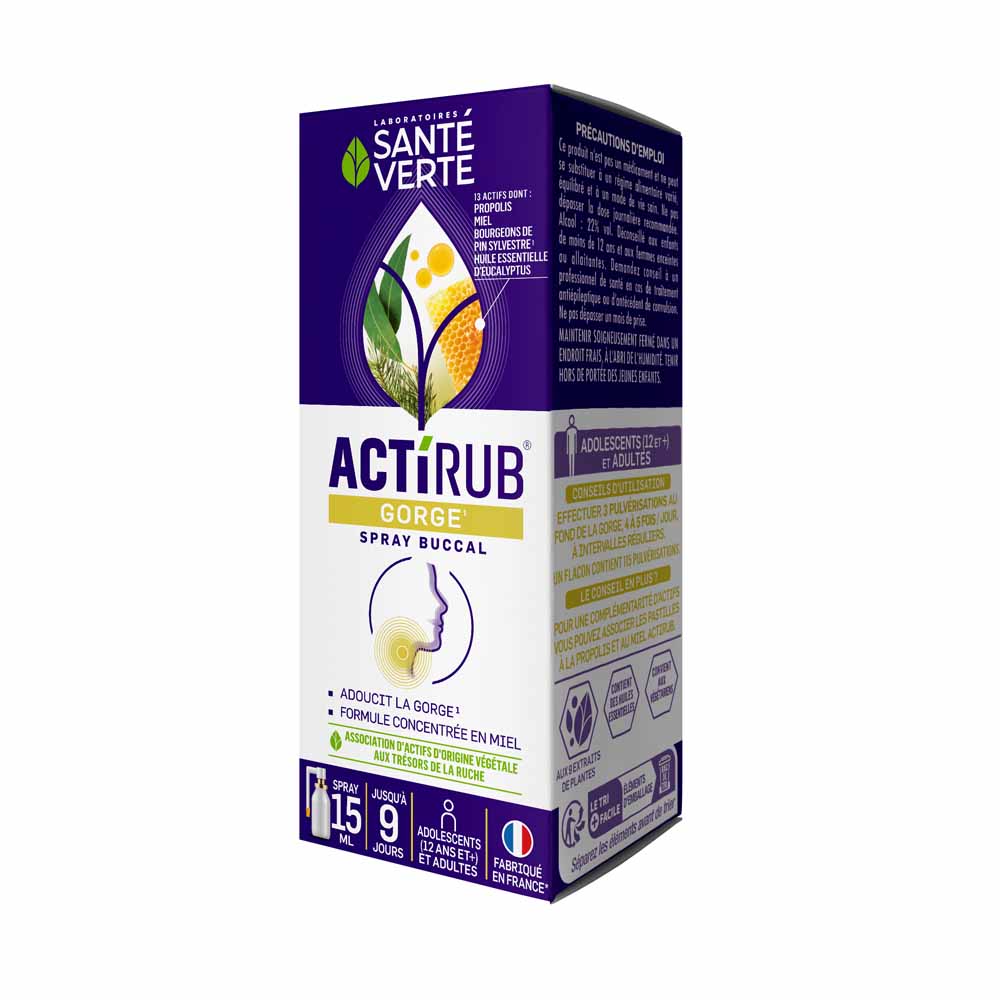 Sante Verte ActiRub Gorge Spray buccal Adoucit la gorge 15ml