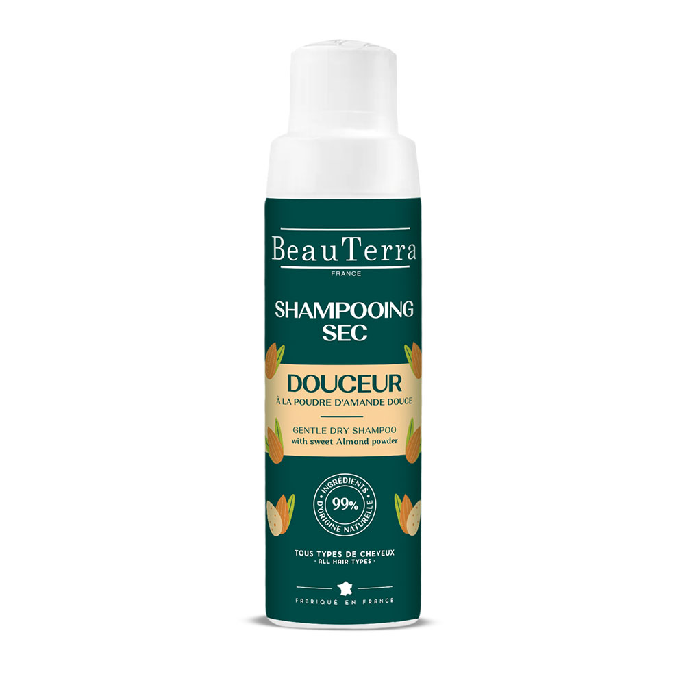 Beauterra Shampooing Sec Douceur à la Poudre d'amande douce Tous types de Cheveux 50g
