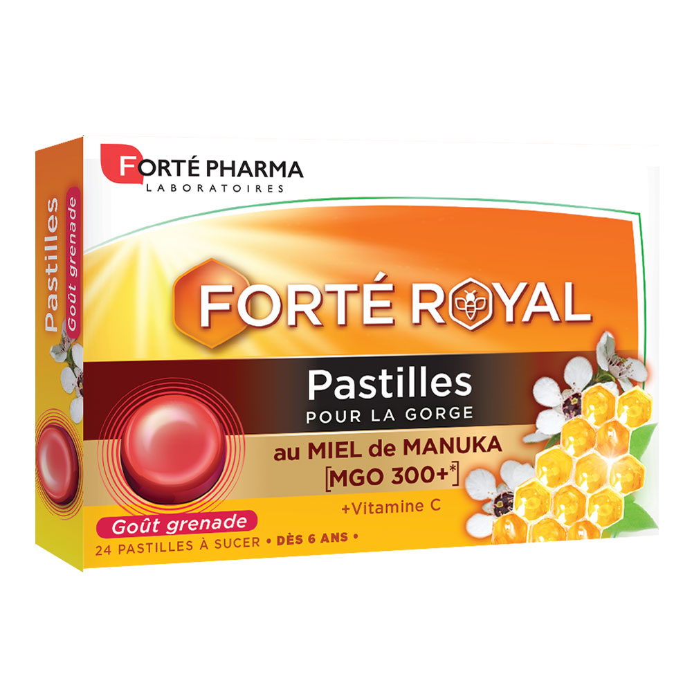 Forté Pharma Forté Royal Gorge Miel de Manuka goût Grenade 24 pastilles à sucer