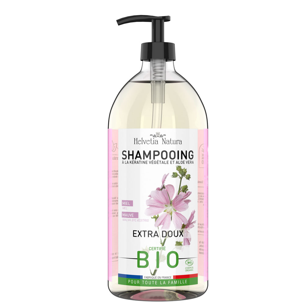 Helvetia Natura Shampooing Extra Doux Bio A la Kératine végétale et Aloe Vera 1L