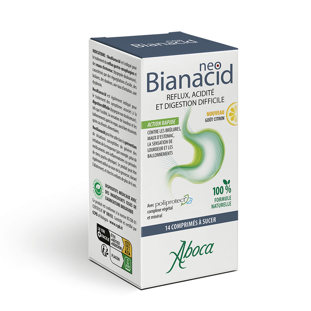 Aboca Gastro-intestinale Neobianacid Goût Citron 14 Comprimes