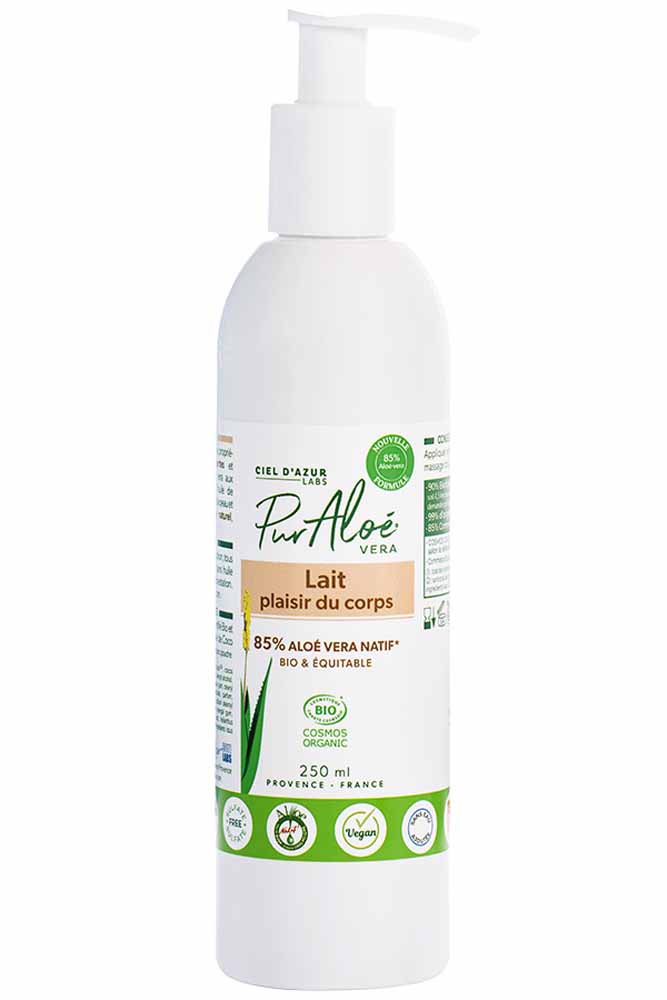 Pur Aloé Lait Plaisir Du Corps A L'aloe Vera Natif 85% Bio Tous Types de Peaux 250ml