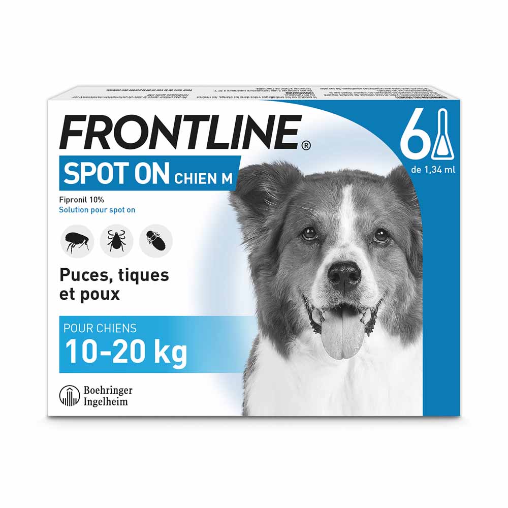 Frontline Spot-on Chien de 10-20kg 6 Pipettes de 1,34ml