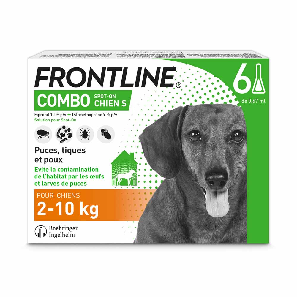 Frontline Combo Spot-on Chien S de 2-10kg 6 Pipettes de 0,67ml