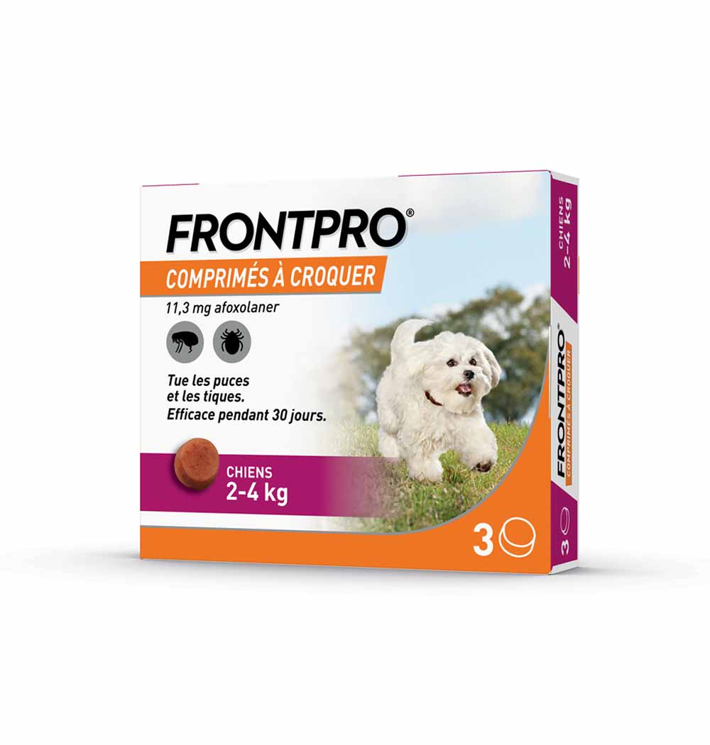 Frontline Frontpro Antiparasitaire Petit Chien 2-4kg Puces et Tiques x3 comprimés