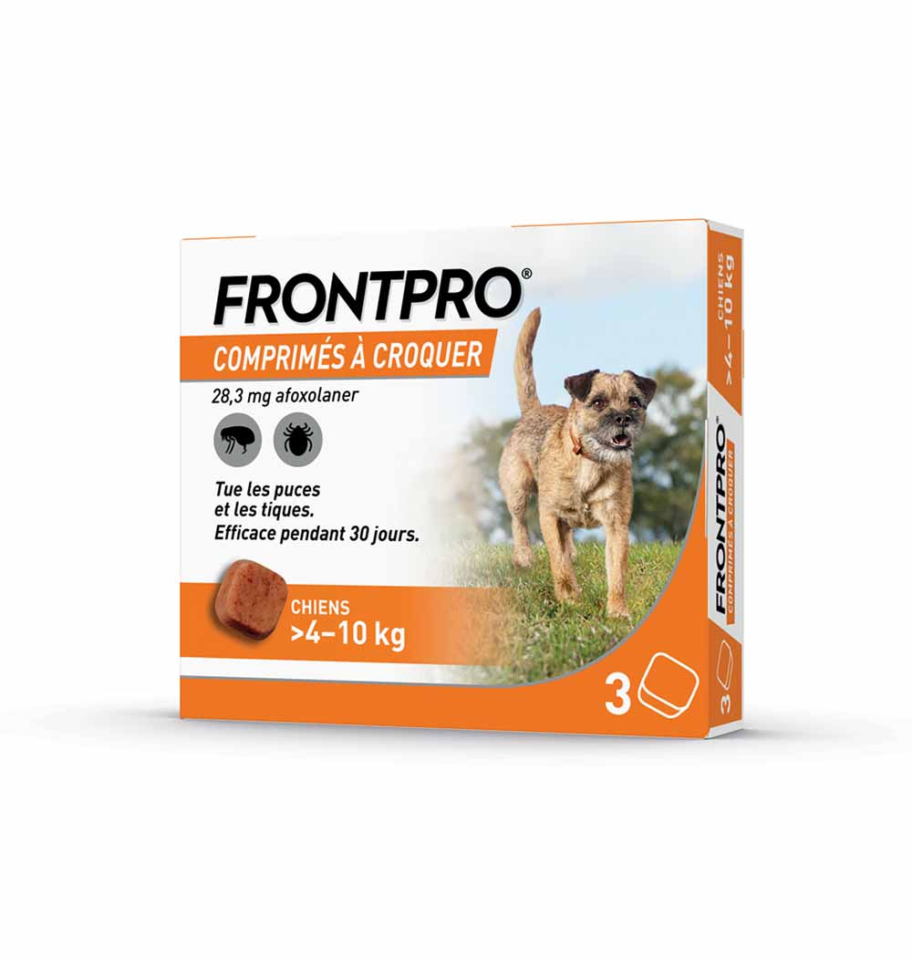 Frontline Frontpro Antiparasitaire Moyen Chien 4-10kg Puces et Tiques x3 comprimés