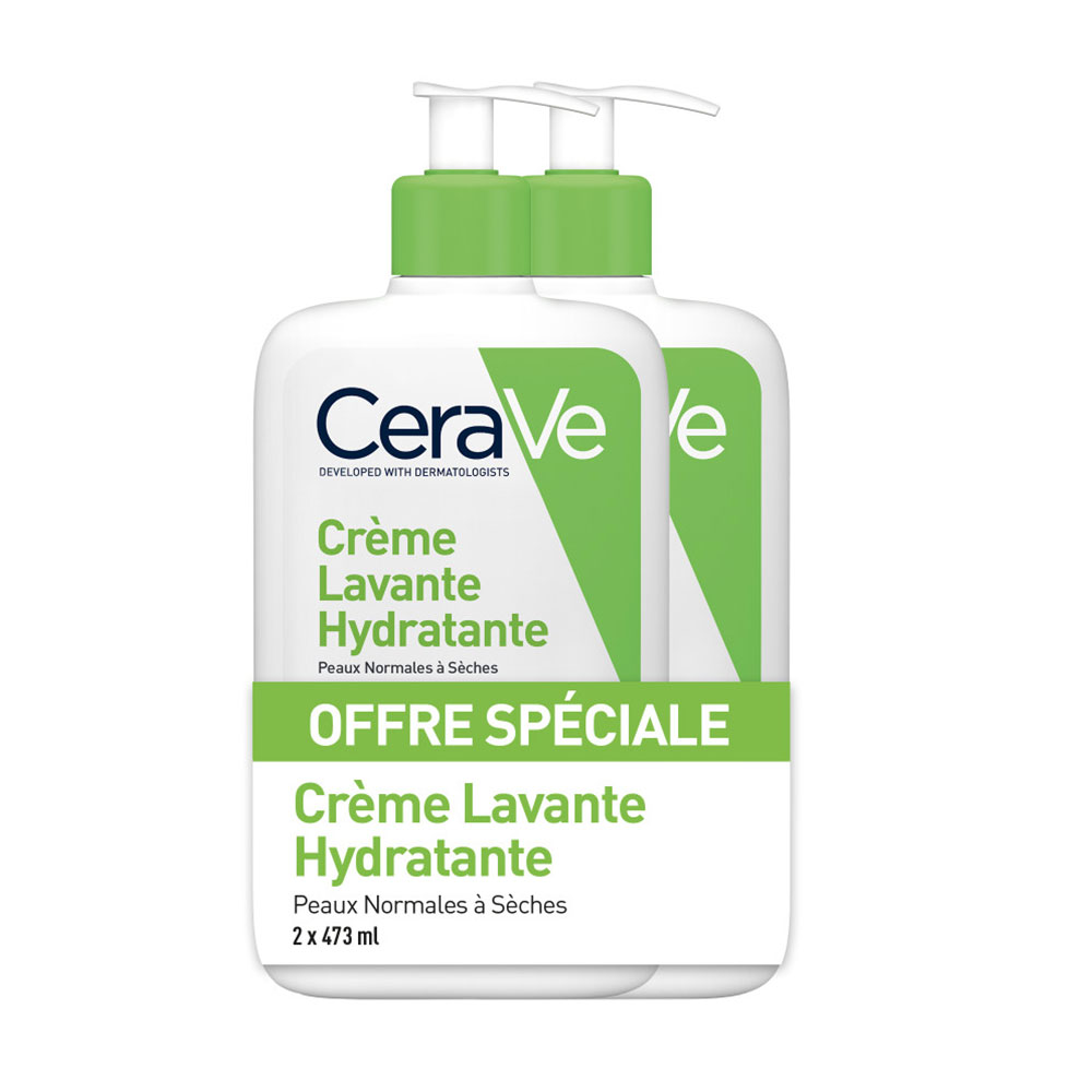 Cerave Cleanser Corps Crème Lavante Hydratante Peaux Normales à Sèches 2x473ml