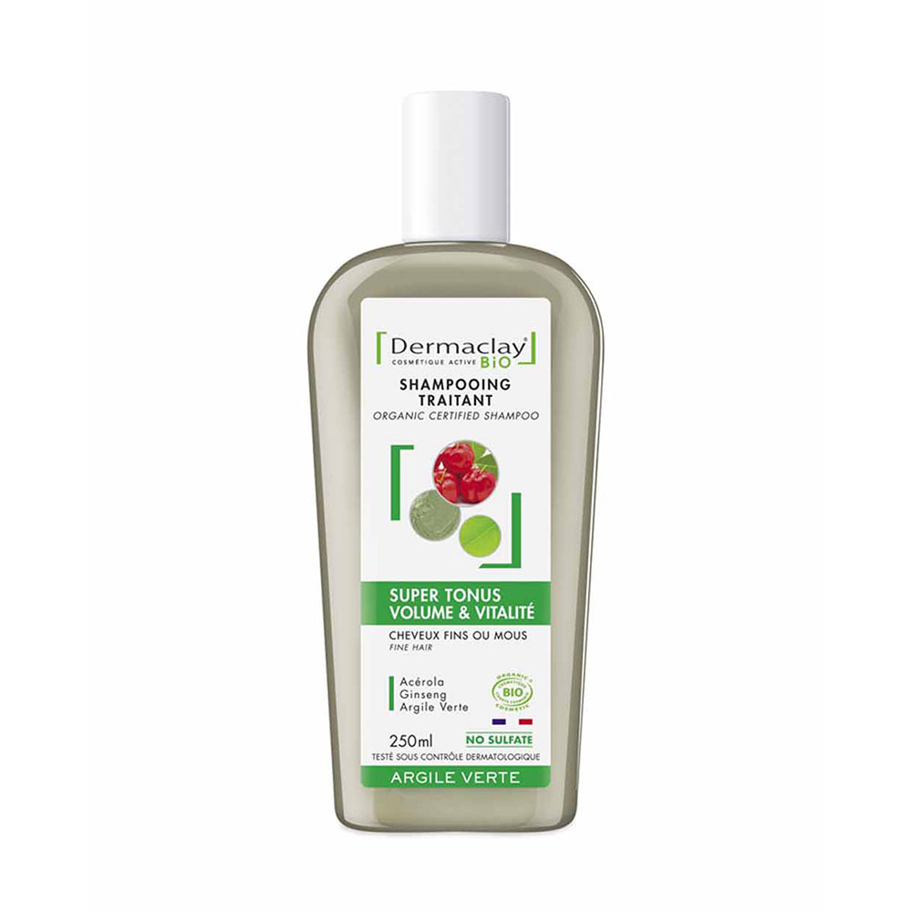 Dermaclay Shampooing traitant Bio Cheveux fins Tonus Argile Verte 250ml